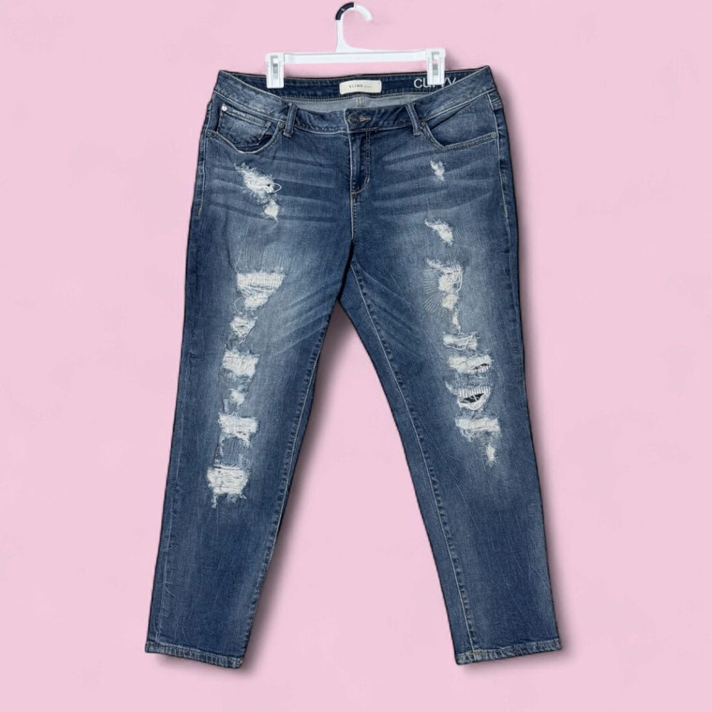 SLINK Classic Blue Distressed Women’s Jeans Size 16